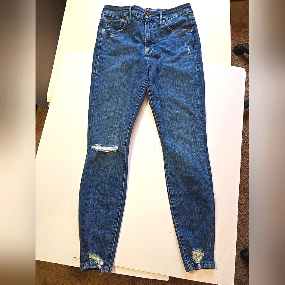 Good American Ladies Good Waist Distressed Jeans 12/31